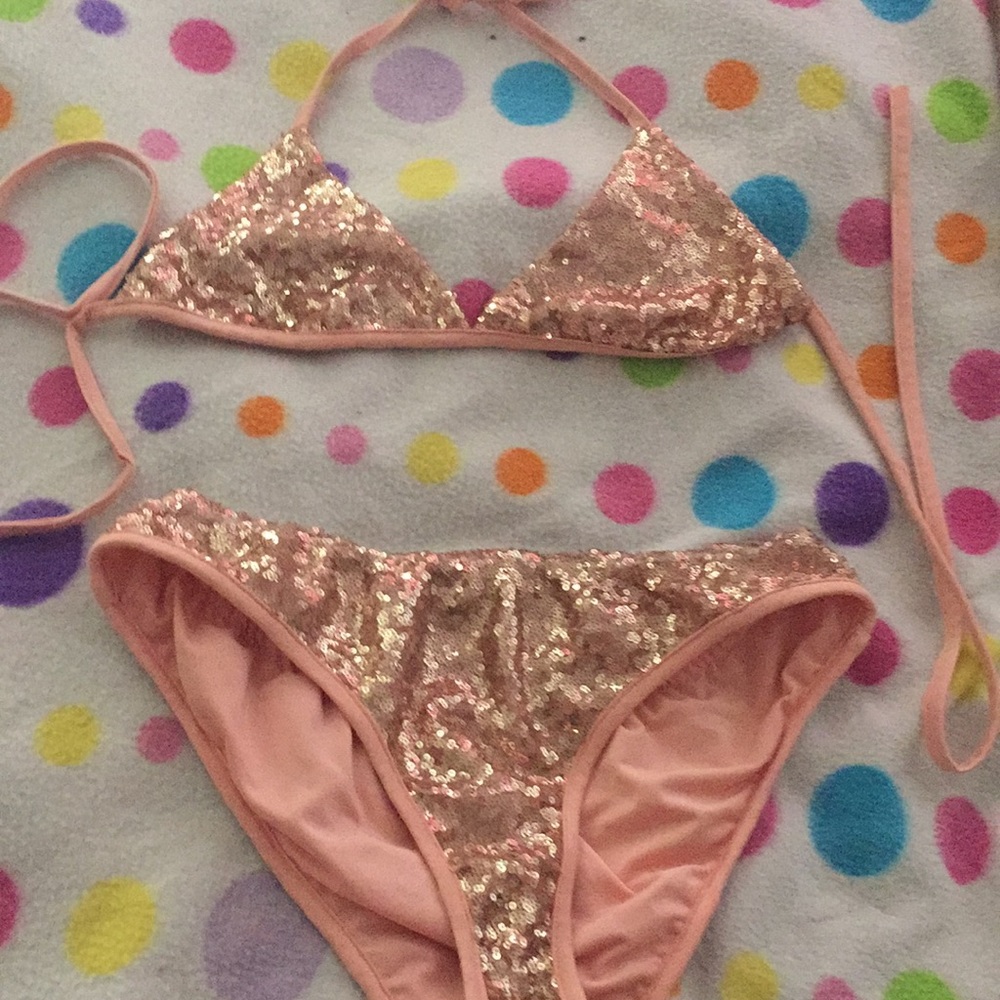 sexy pink sequin bikini!!! so hot!